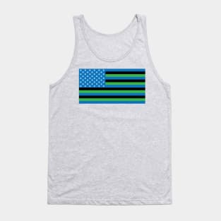 Ski Trail Green Blue Black American Flag Graphic Tank Top